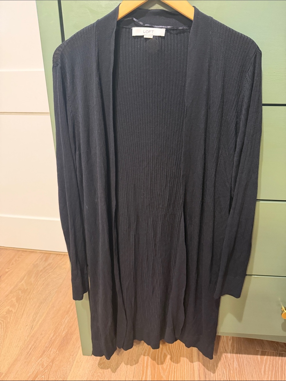 LOFT Black Open-Front Ribbed Women’s Cardigan